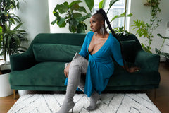 Women’s Blue Midi Wrap Dress – 100% Jersey Knit