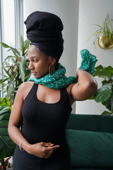 floral green womens silk scarf