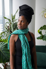 floral green womens silk scarf