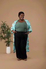 The Island Bloom Robe – Crab Claw Print in 100% Wooly Satin