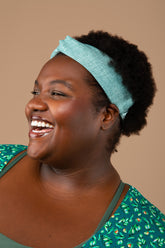 womens blue linen head band