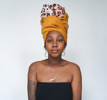 Load image into Gallery viewer, Satin-Lined Leopard Wool Head Wrap – Wool Blend & Wooly Satin