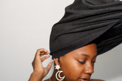 Black Silk Lined Head Wrap
