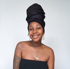 Black Silk Lined Head Wrap