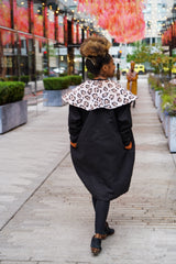 Black Leopard Satin Lined Robe Coat