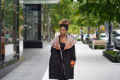 Black Leopard Satin Lined Robe Coat