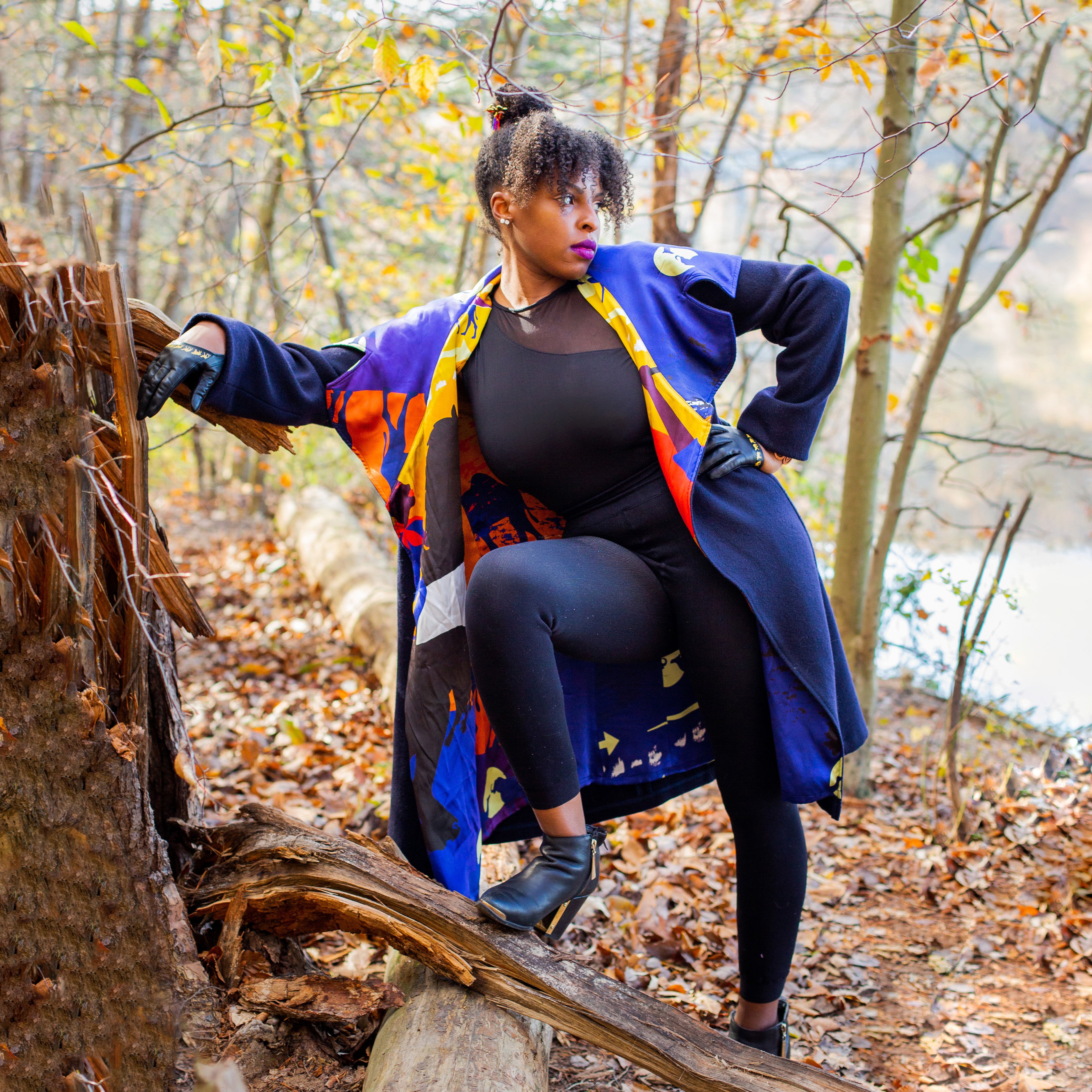 Womens wear fall winter coat black designer