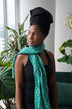 Load image into Gallery viewer, floral green womens silk scarf
