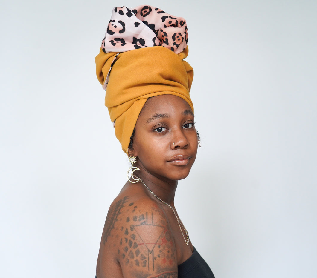 Satin-lined Leopard Wool Head Wrap
