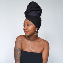 Load image into Gallery viewer, Black Silk Lined Head Wrap
