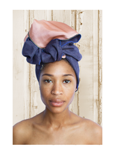 Load image into Gallery viewer, Blue and Pink head wrap adult womens 
