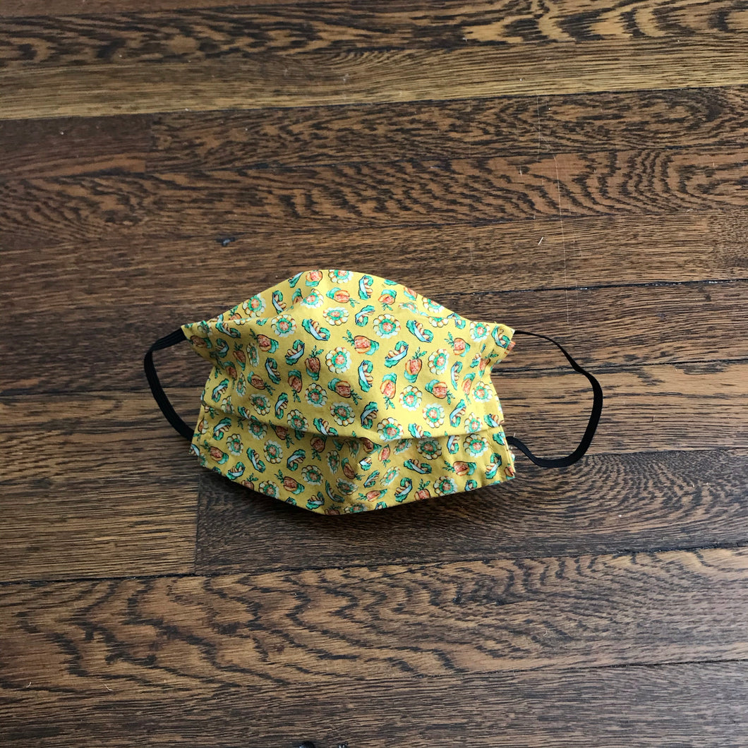 Yellow Cotton Face Mask Adults Unisex