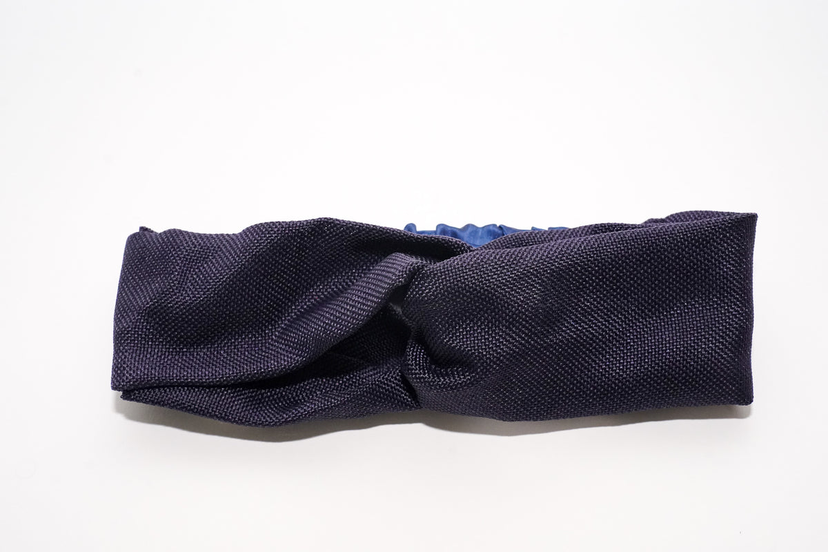Navy Blue Linen Knotted Head Band
