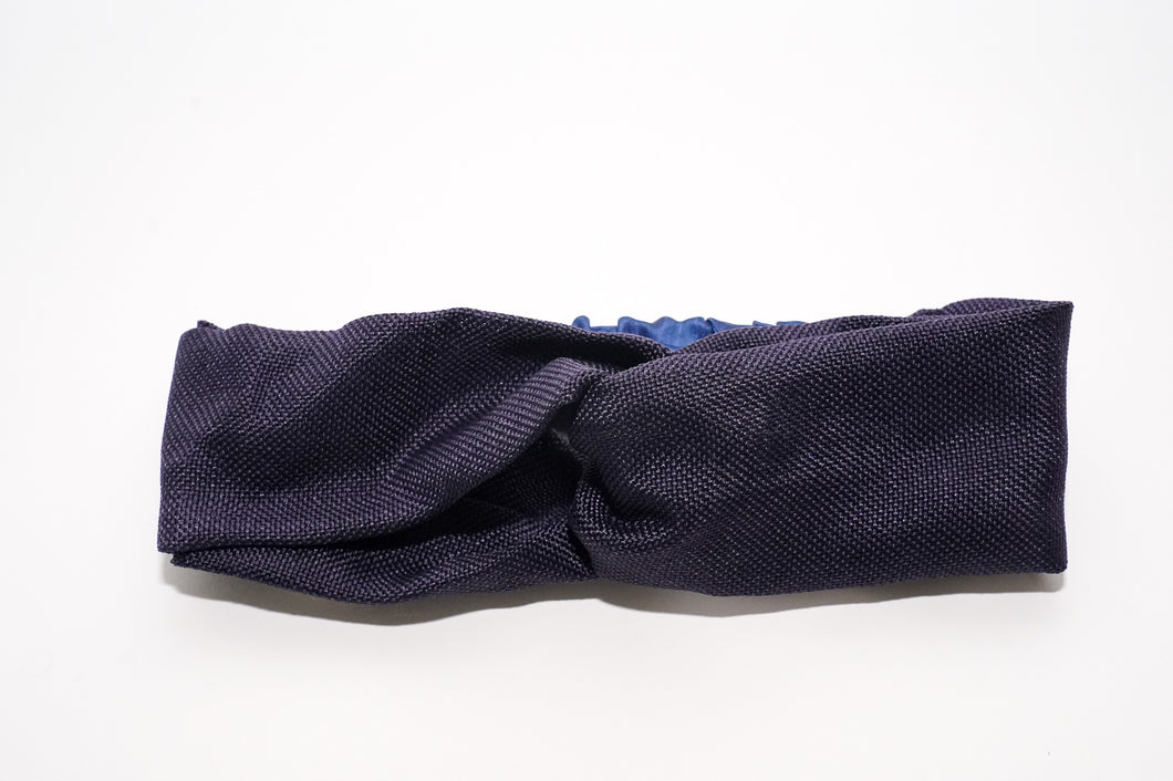 Navy Blue Linen Knotted Head Band