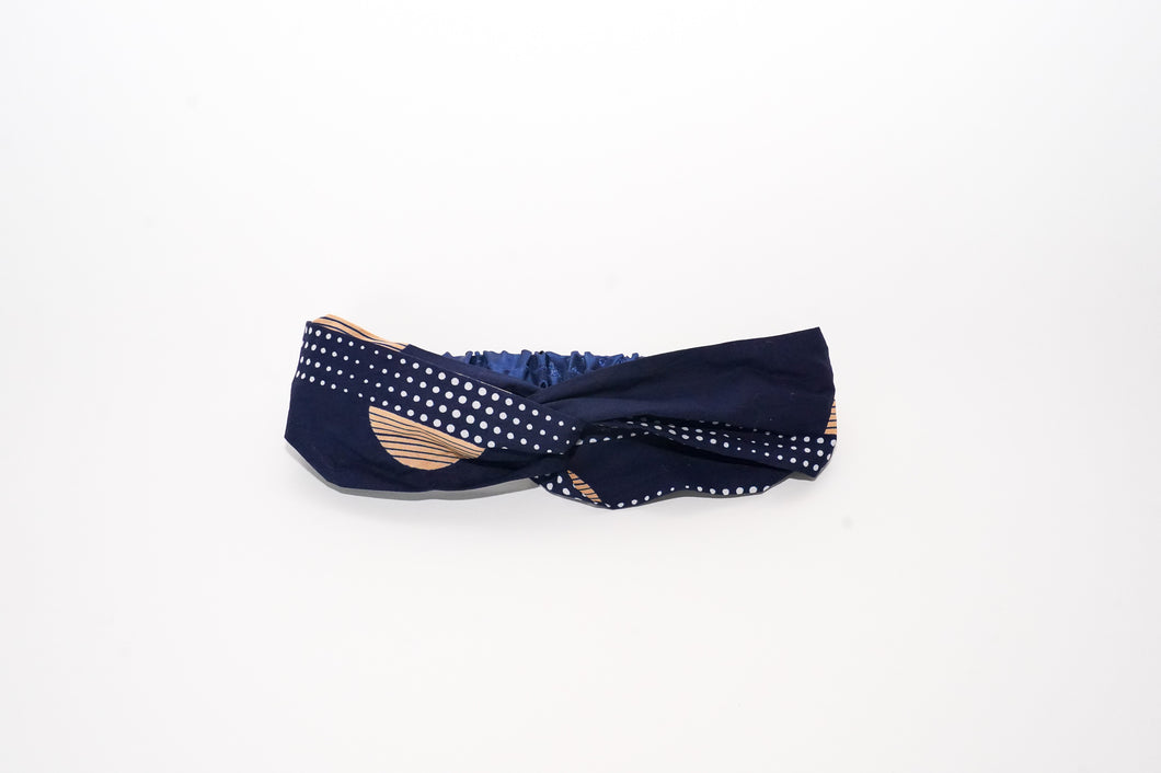 Navy African Print Knotted Head Band